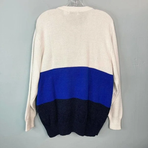 TOPLIKE Vintage Dolphin Ocean Waves Angora Blend Crew Neck Sweater Womens Size L - Picture 13 of 16
